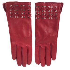 ANTONIO MUROLO ~ RED LEATHER CASHMERE LINED DRIVING GLOVES ~ MADE ITALY SZ 7